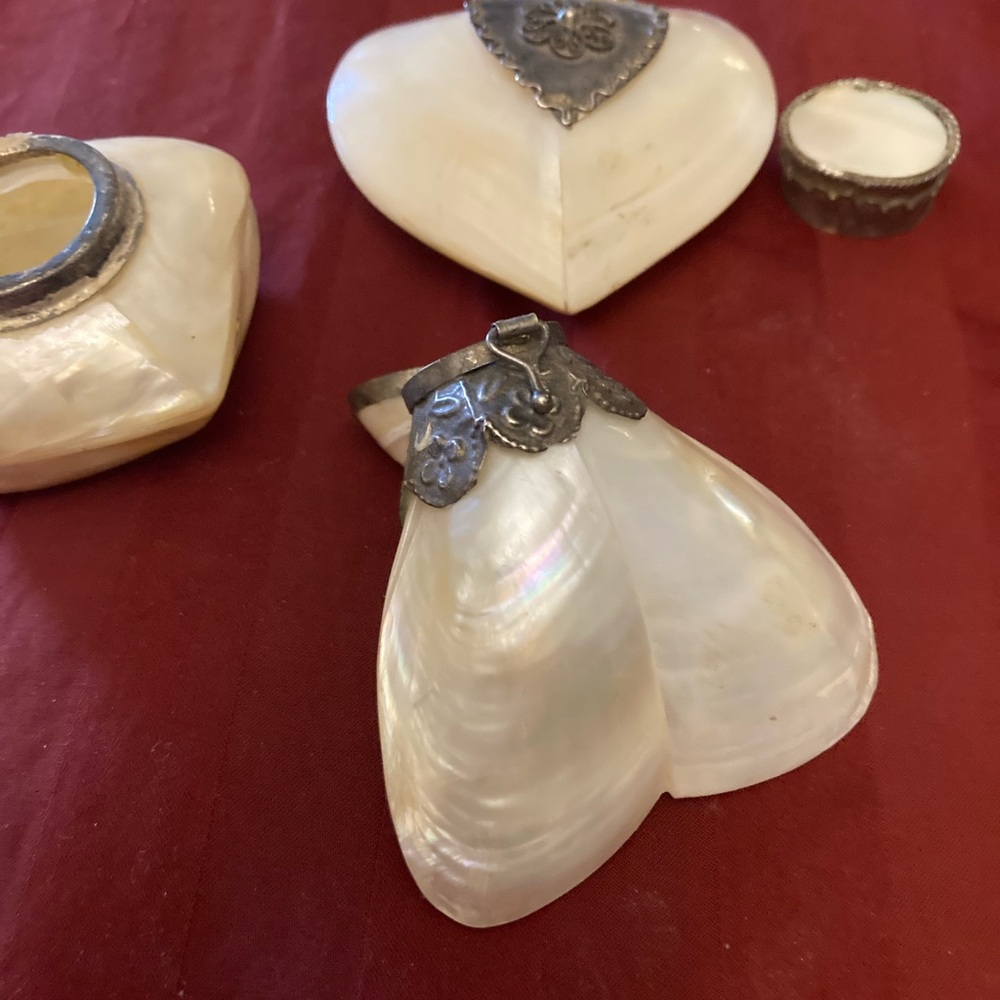 4 Vintage Sterling/Mother of Pearl snuff/pill Bottles - Picture 2 of 6